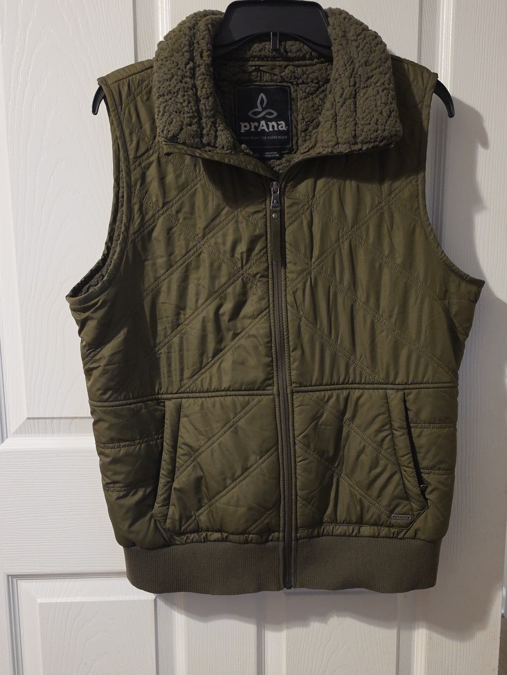 Prana Olive Quilted Sherpa-Lined Woman's Vest